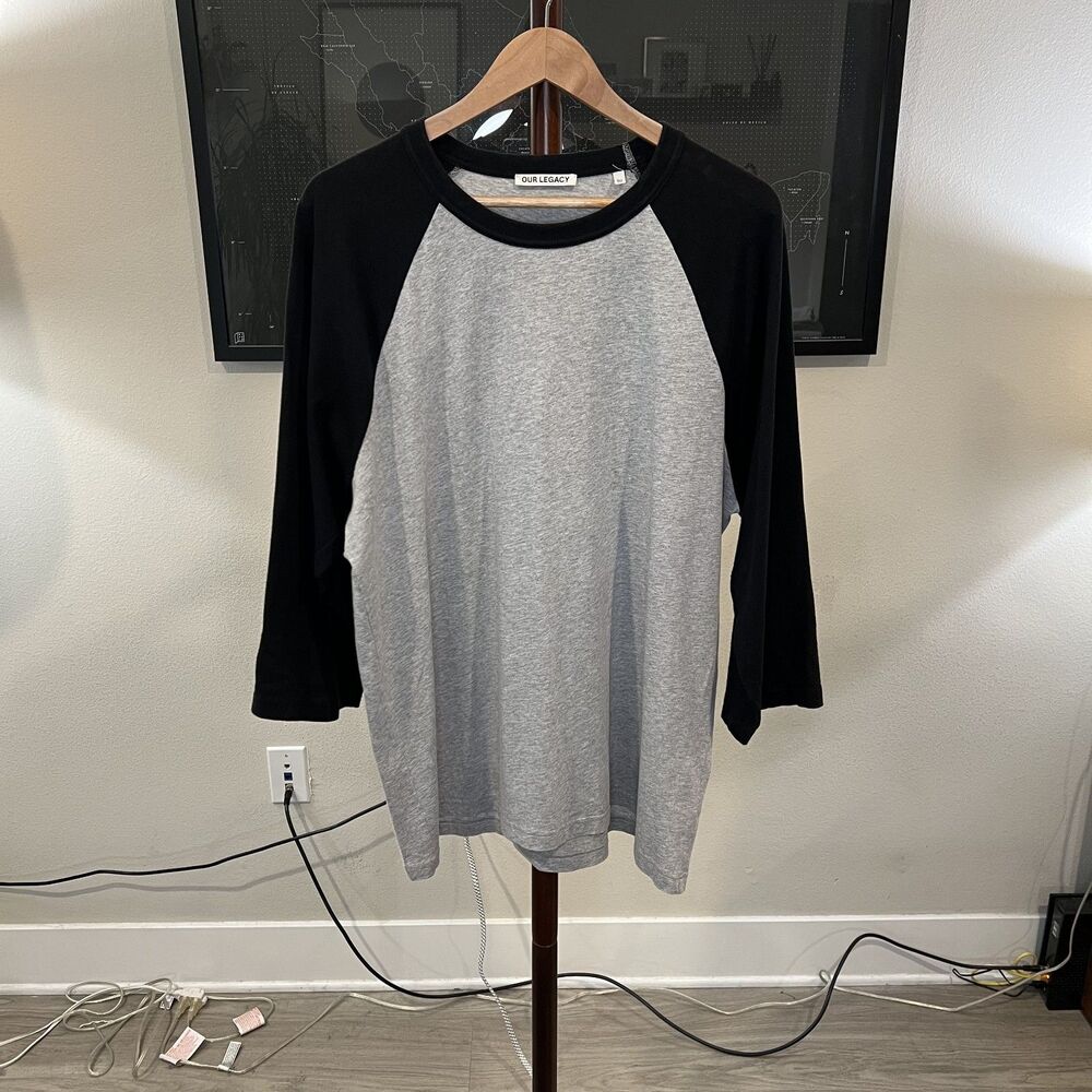 Our Legacy -  Mix Raglan 3/4 Sleeve with Back Patches (#M2226ML) - Grey, Black